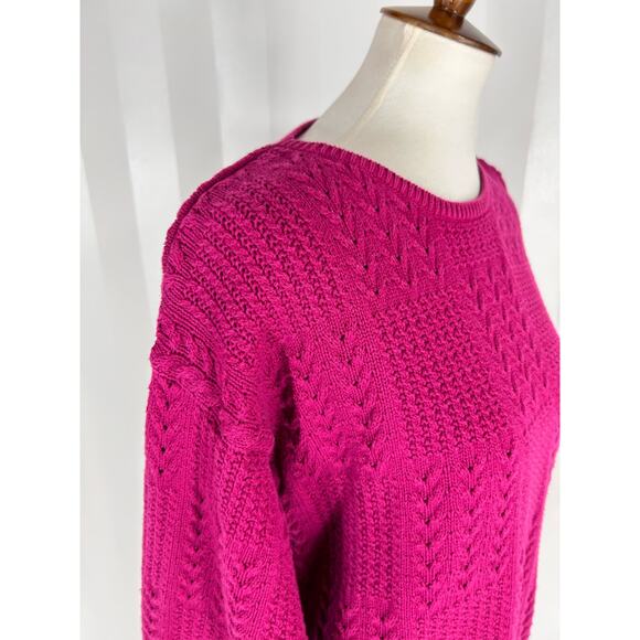 SADDLEBRED Women’s Fuchsia Textured Sweater Sz L - Picture 6 of 8